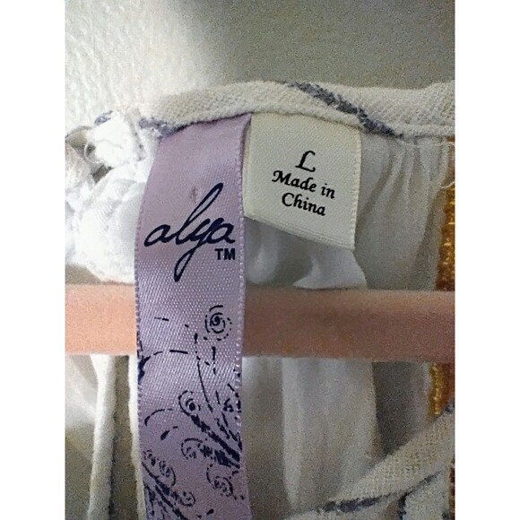 Alya Halter Tank Top Size L‎ Striped Embroidered Bohemian Festival - Picture 6 of 8